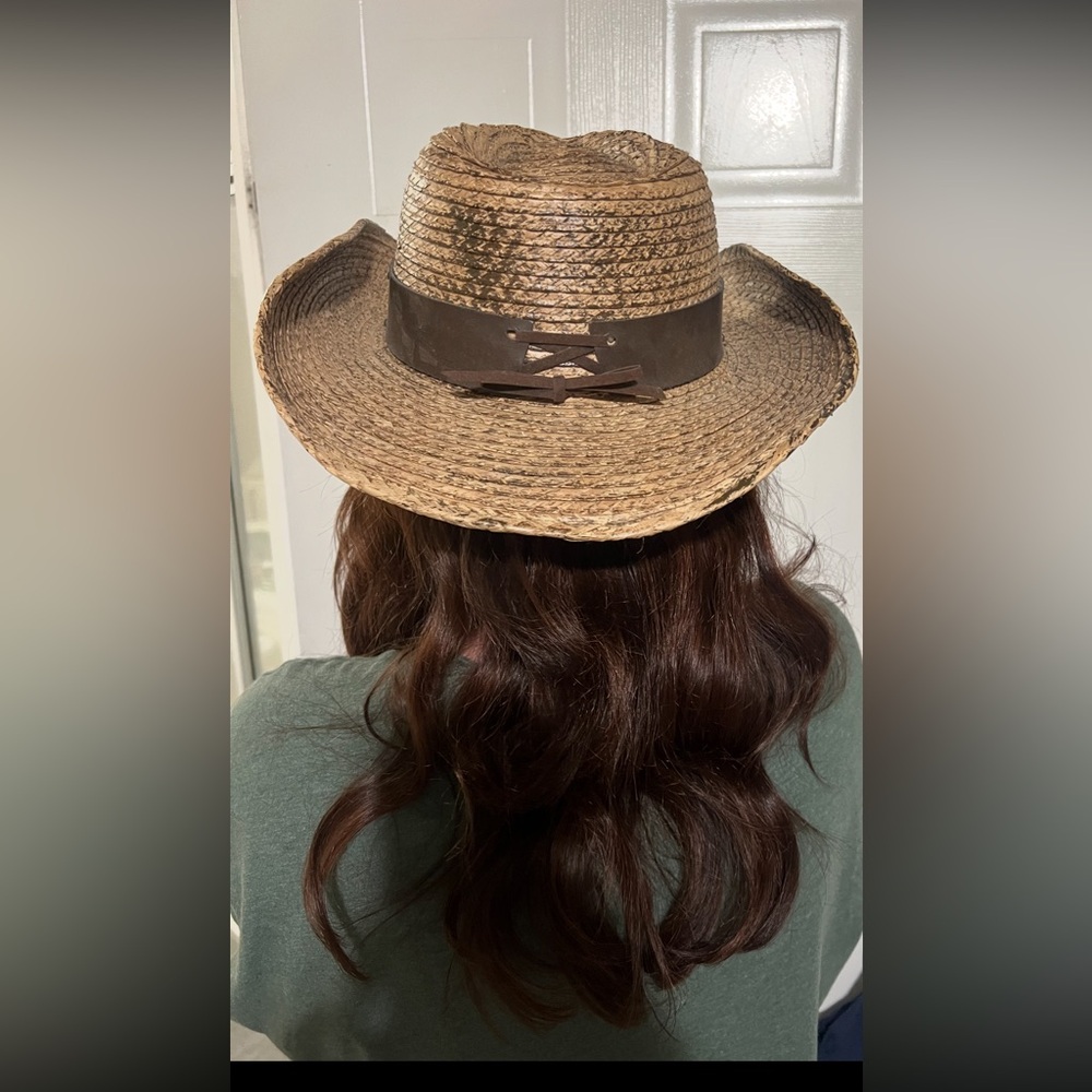Brown Straw Cowboy Hat with Black Band - Picture 10 of 11